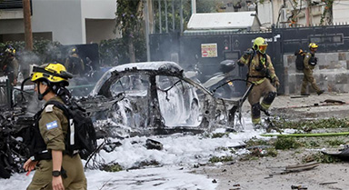 以色列中部城市遭袭现场