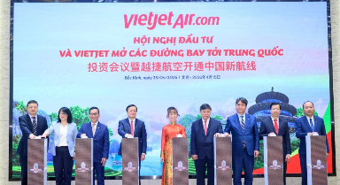 越捷航空开通五条中国新航线